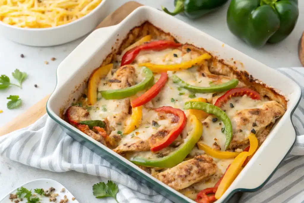 Low Carb Cheesy Chicken Fajita Casserole