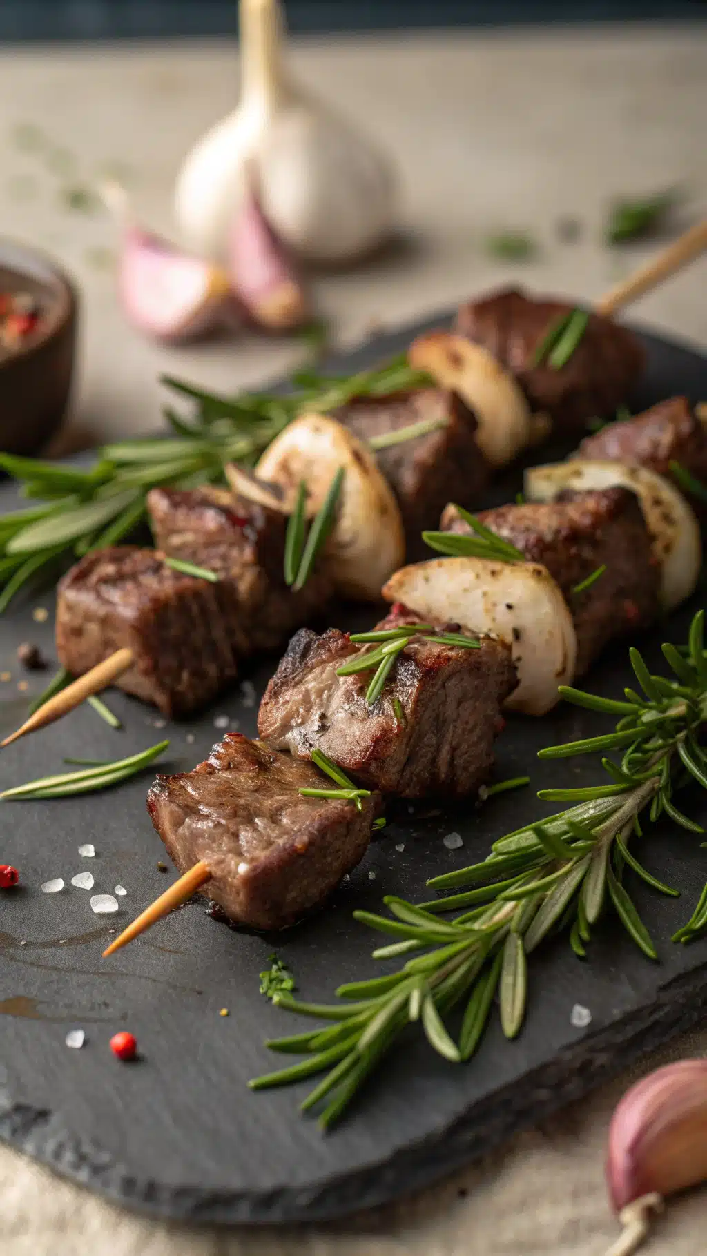 Rosemary Garlic Steak Kebabs