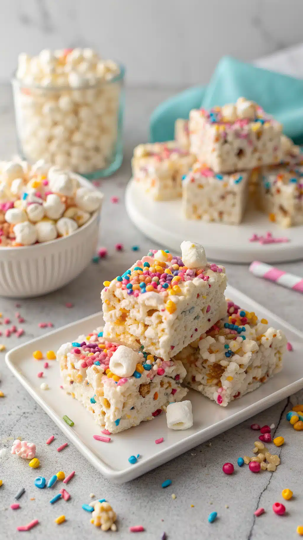 Homemade Funfetti Marshmallow Popcorn Treats