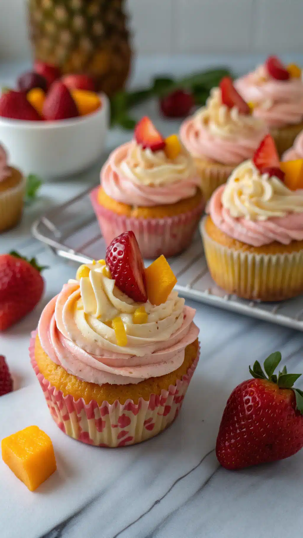 Strawberry Mango Cupcakes